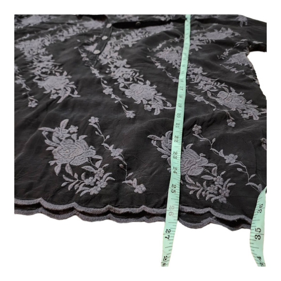 Johnny Was Long Sleeve Black Floral Embroidered Cupra Rayon Blouse m - Picture 9 of 9